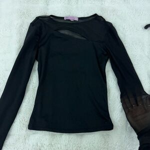 Elegant Black Sheer Sleeve Top